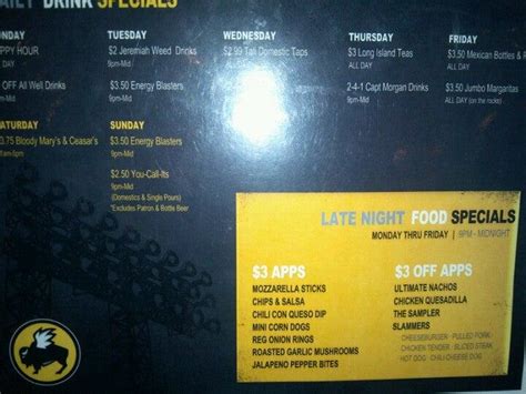 Menu At Buffalo Wild Wings Pub And Bar Brookings