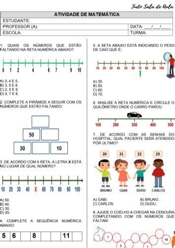 Atividade Reta Numerica 4 Ano - Atividade exercÍcios de matemÁtica para o 4º ano e 5º ano reta numÉrica ...