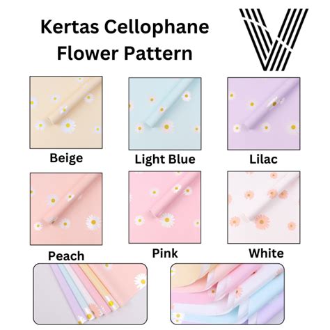 Lembar Kertas Cellophane Bucket Bunga Flower Pattern Flower