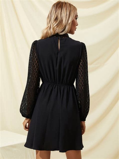 Shein Frenchy Solid Eyelet Lace Dress Shein Usa