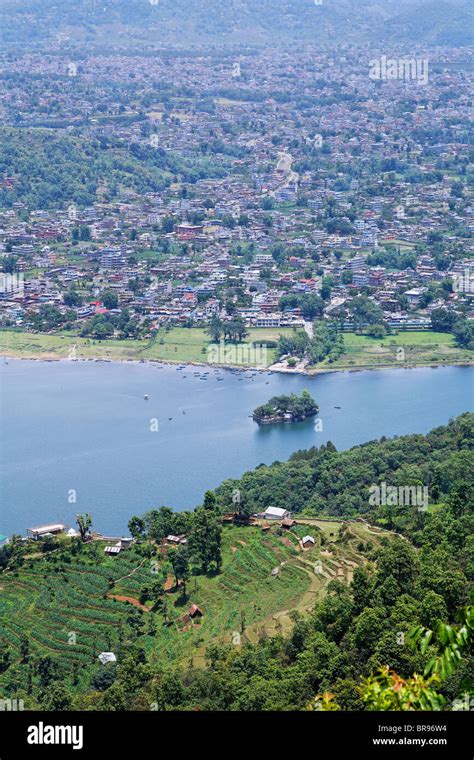 View of Phewa Lake and the city, Pokhara, Nepal Stock Photo - Alamy