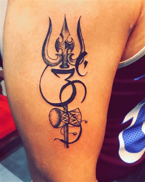 Trishul With Shiva Tattoo Designs For Men