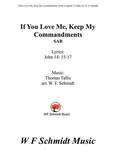 If You Love Me Keep My Commandments Arr W F Schmidt Sheet Music