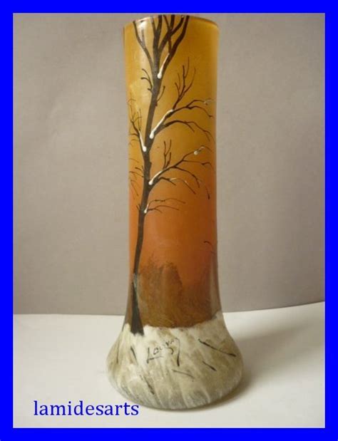 Legras Vase Emaille Paysage De Neige Cm