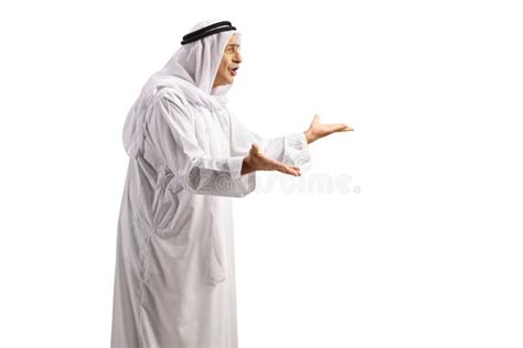 Full Length Profile Shot Of An Angry Mature Arab Man In A Robe