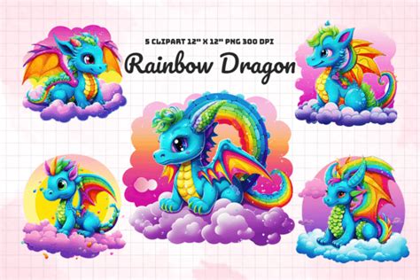 Rainbow Dragon Clipart Graphic By Gemstone · Creative Fabrica