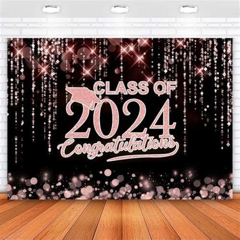 Class Of 2024 Graduation Backdrop Gold And Black Congrats Grad Graduation Background