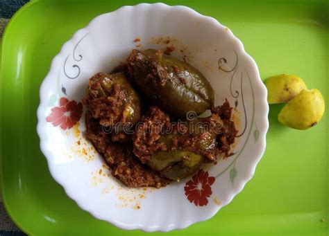 Stuffed Brinjal Indian Dish Baingan Bharwan Indian Maharashtrian Side