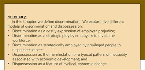 Chapter Exploring Discrimination Using Economics Economic Aspects