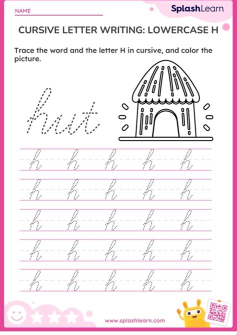 Cursive Letter Writing Lowercase H — Printable Ela Worksheet