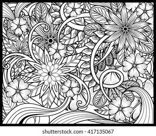 Set Four Bookmarks Black White Floral Stock Vector Royalty Free