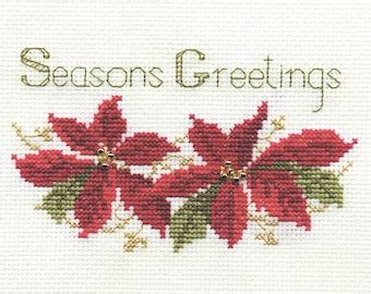 Christmas Cross Stitch Card Kit By Bothy Threads Poinsettia Etsy