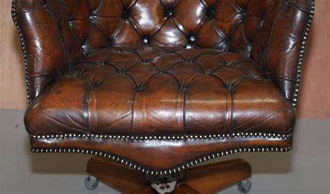 Restored Chesterfield Godfather Leather Captains Chair Hillcrest Circa