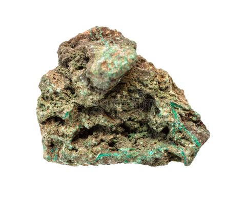 Unpolished Copper Ore Malachite Rock Isolated Stock Image Image Of