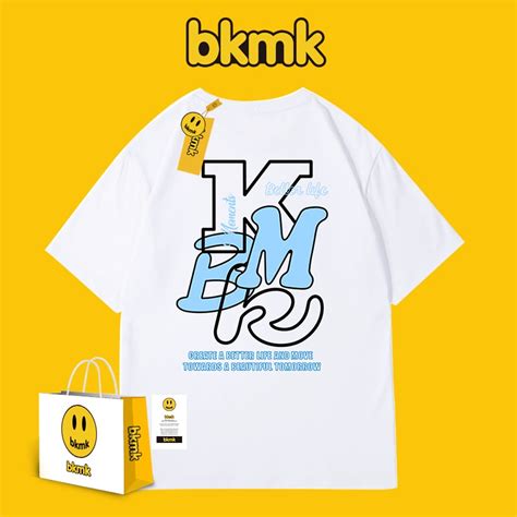 พร้อมส่ง bkmk เสื้อยืดแขนสั้น ผ้าฝ้ายแท้ พิมพ์ลายตัวอักษร สไตล์มินิมอล ...