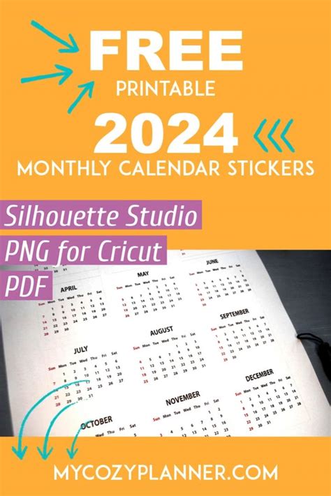 Printable 2024 Calendar Stickers - MY COZY PLANNER in 2024 | Calendar stickers, Printable ...