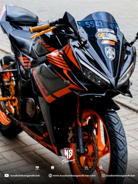 Striping Motor Honda Cbr R All New Hitam Karbon Grafis Orens