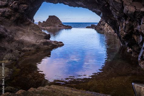 Seixal Madeira Portugal Natural Pool In Front Of The Volcanic Cliffs