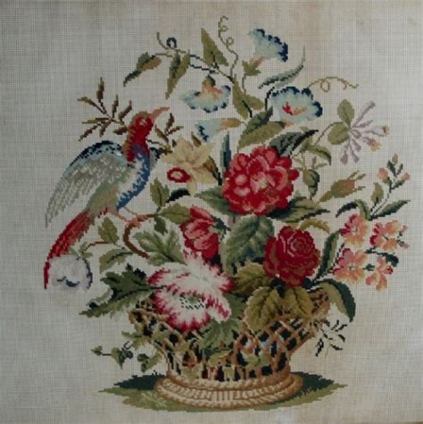 Embroidery Scheme Basket And Bird Vintage Cross Stitch Sche Inspire