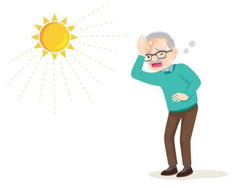 Premium Vector Elderly Man Thirsty From Heat Of The Summer Sunolder