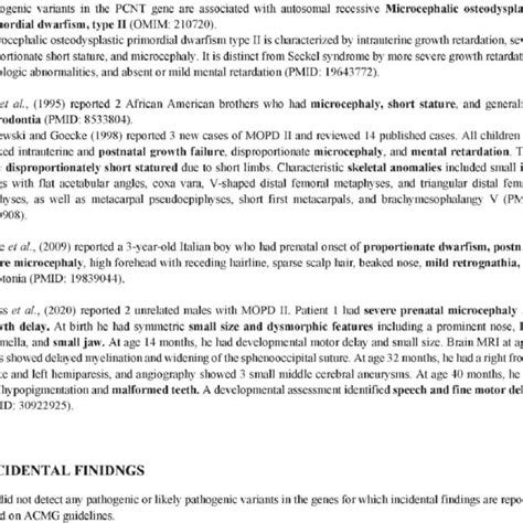 Differentiating features of subtypes of primordial dwarfism | Download ...