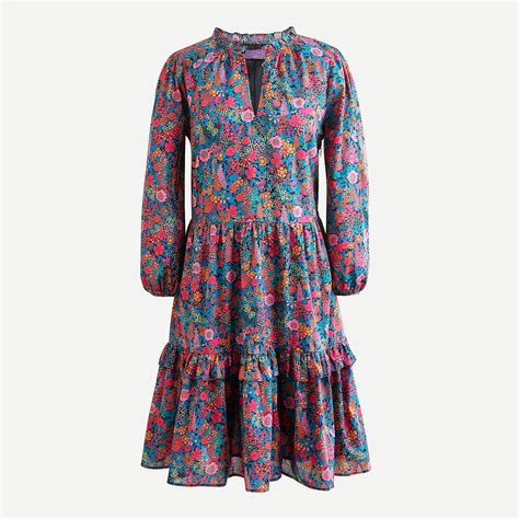 Shop J Crew For The Ruffleneck Tiered Popover Dress In Liberty® Ciara