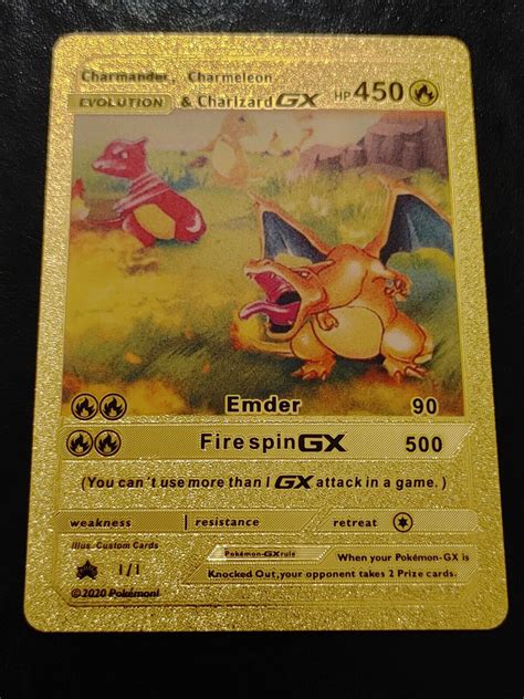 Mavin 🔥🔥charmander Charmeleon Charizard Gx Gold Foil Card Fan Art 🔥🔥