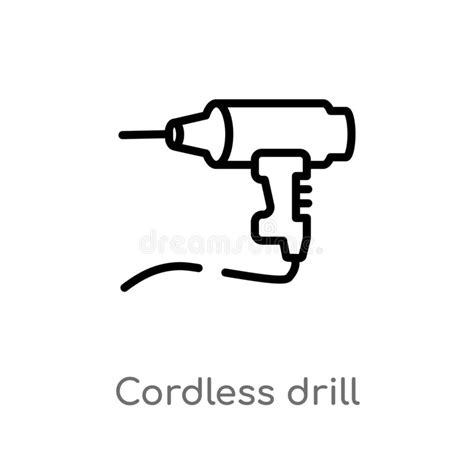 Icono Sin Cuerda Del Vector Del Taladro Del Esquema L Nea Simple Negra