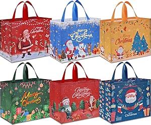 AhfuLife 6PCS Grand Sacs Cadeau de Noël 40 x 36 x 15cm en Non Tissé