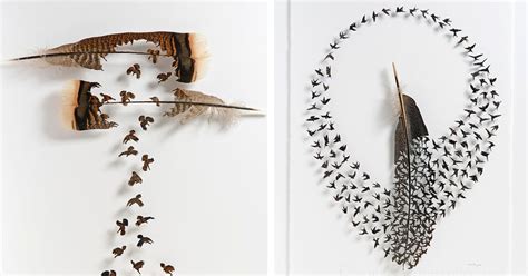 New Flocks Of Birds Emerge From Carefully Hand Cut Feathers My Modern Met