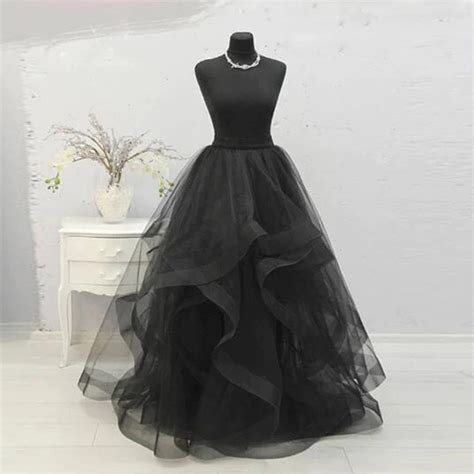 Black Layered Tulle Skirt Tiered Tulle Long Party Skirt Prom Etsy