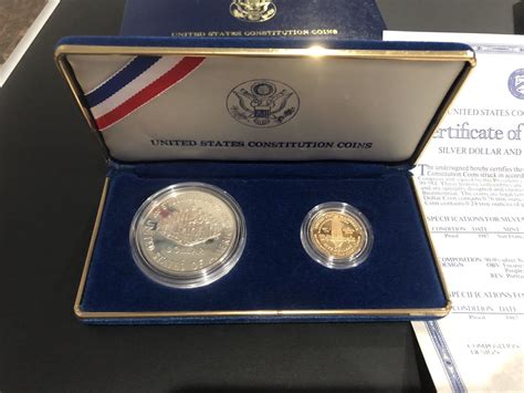 1987 US Constitution Silver Dollar And Gold Five Dollar Coins EBay