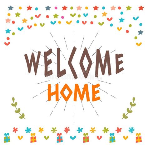 Welcome Home Text With Colorful Design Elements Greeting Card Stock