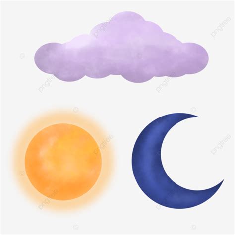 Simple Sol Luna Y Nube PNG Sol Luna Nube PNG Y PSD Para Descargar