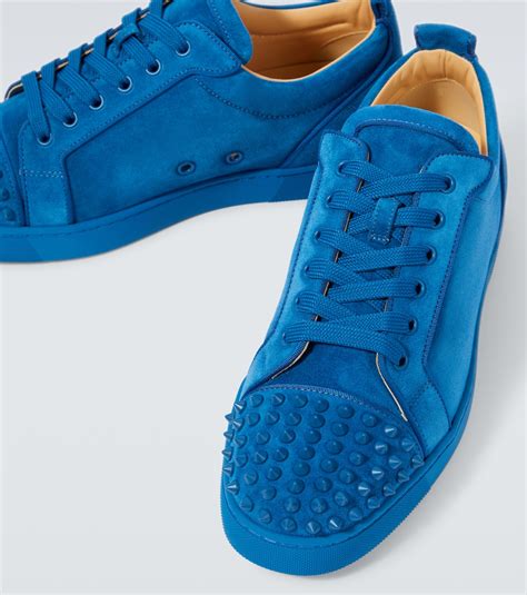 Louis Junior Spikes Suede Sneakers In Blue Christian Louboutin