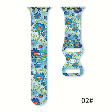 Flower Series Printed Silicone Watchband Compatible Iwatch Temu