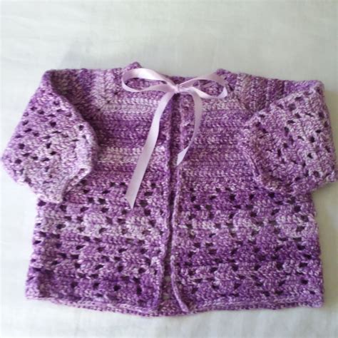 Vintage Crocheted Baby Sweater Purple Pansy Handcrafted Etsy