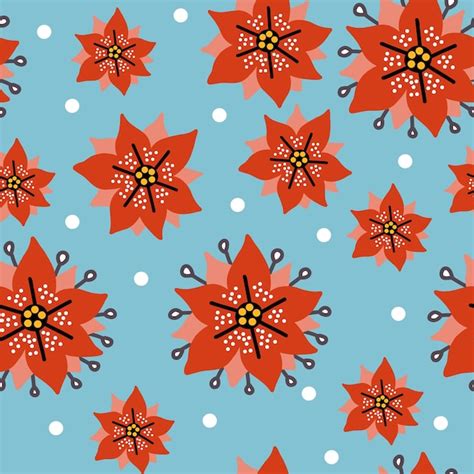 Premium Vector Seamless Pattern Christmas Poinsettia Background