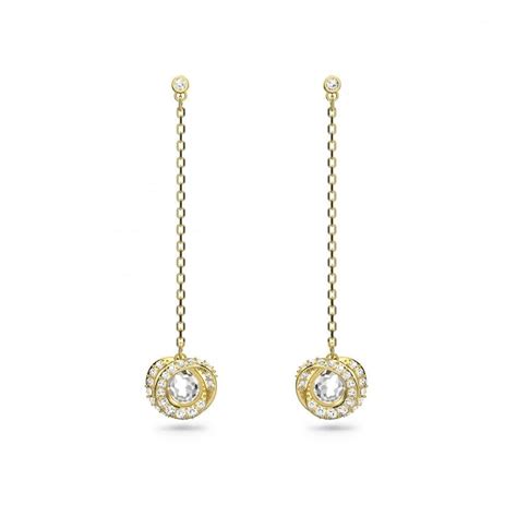 Swarovski Generation White Long Gold Tone Plated Drop Earrings