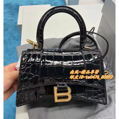 現貨二手 Balenciaga沙漏包 Hourglass Xs 壓紋鱷魚皮手提包 肩背包 側背包5928331 蝦皮購物