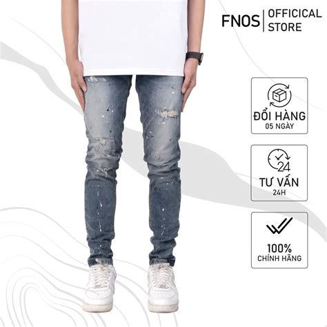 Qu N Skinny Jeans Nam Fnos Streetwear M U Xanh V Y S N Nz Local