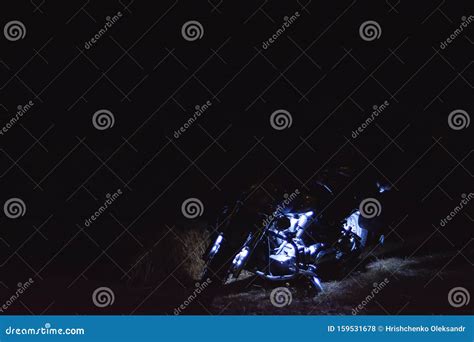 Biker Motorcycle in Neon Lights at Night Stock Photo - Image of bright, outdoor: 159531678