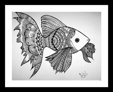 FISH MANDALA Drawing by Ramsha Hussain | Saatchi Art