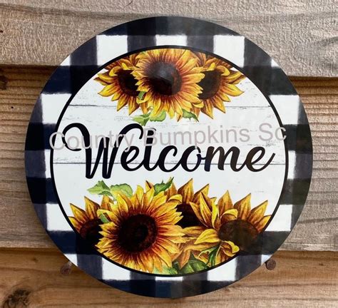 Welcome Sign With Sunflower Farmhouse Decor Wreath Sign Wreath Etsy