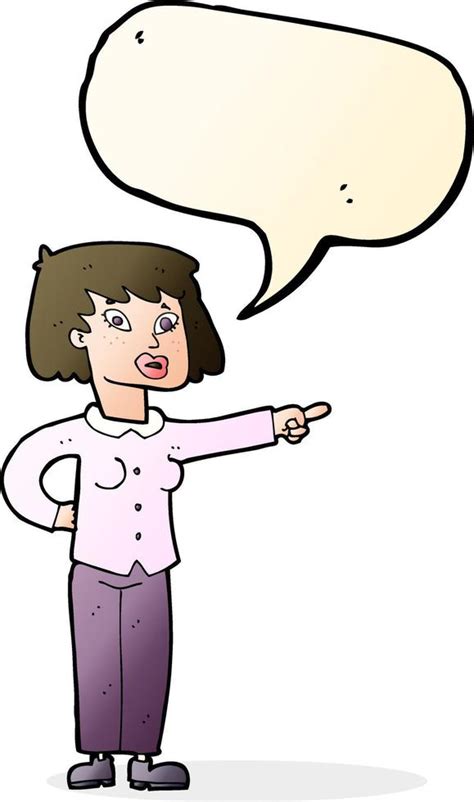 Cartoon Woman Pointing With Speech Bubble 12312446 Vector Art At Vecteezy