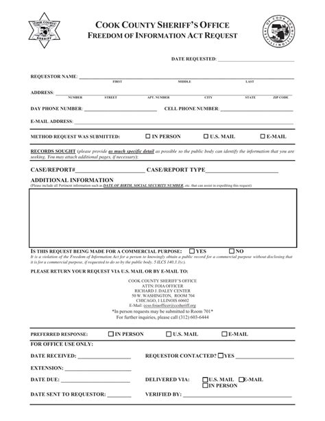 Cook County Illinois Freedom Of Information Act Request Fill Out