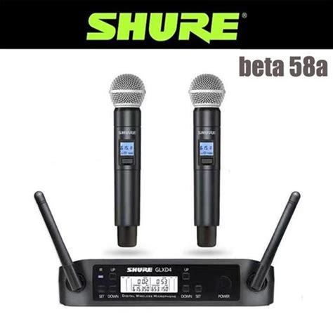 Microfone sem fio shure duplo glxd4 beta 58a novo Microfone Dinâmico