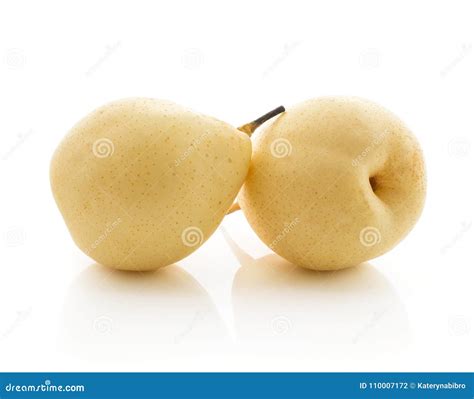 Fresh Pear Nashi Isolated On White Stock Photo - Image of pyrifolia ...