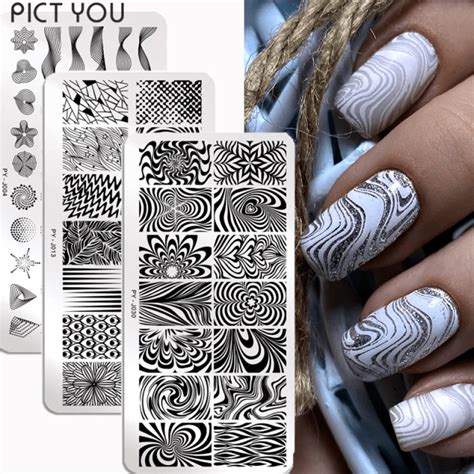 PICT YOU Geometry Nail Stamping Plates Lines Animal Fruits Theme ...