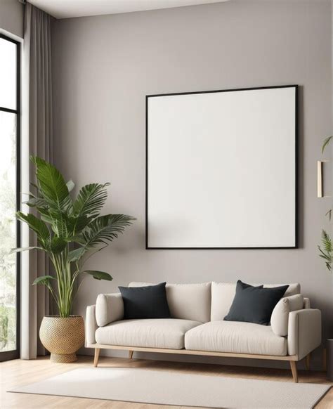 Premium Photo Closeup Frame Mockup In Living Room Interior 3d Rendering